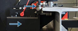close-up of machine adjustment point