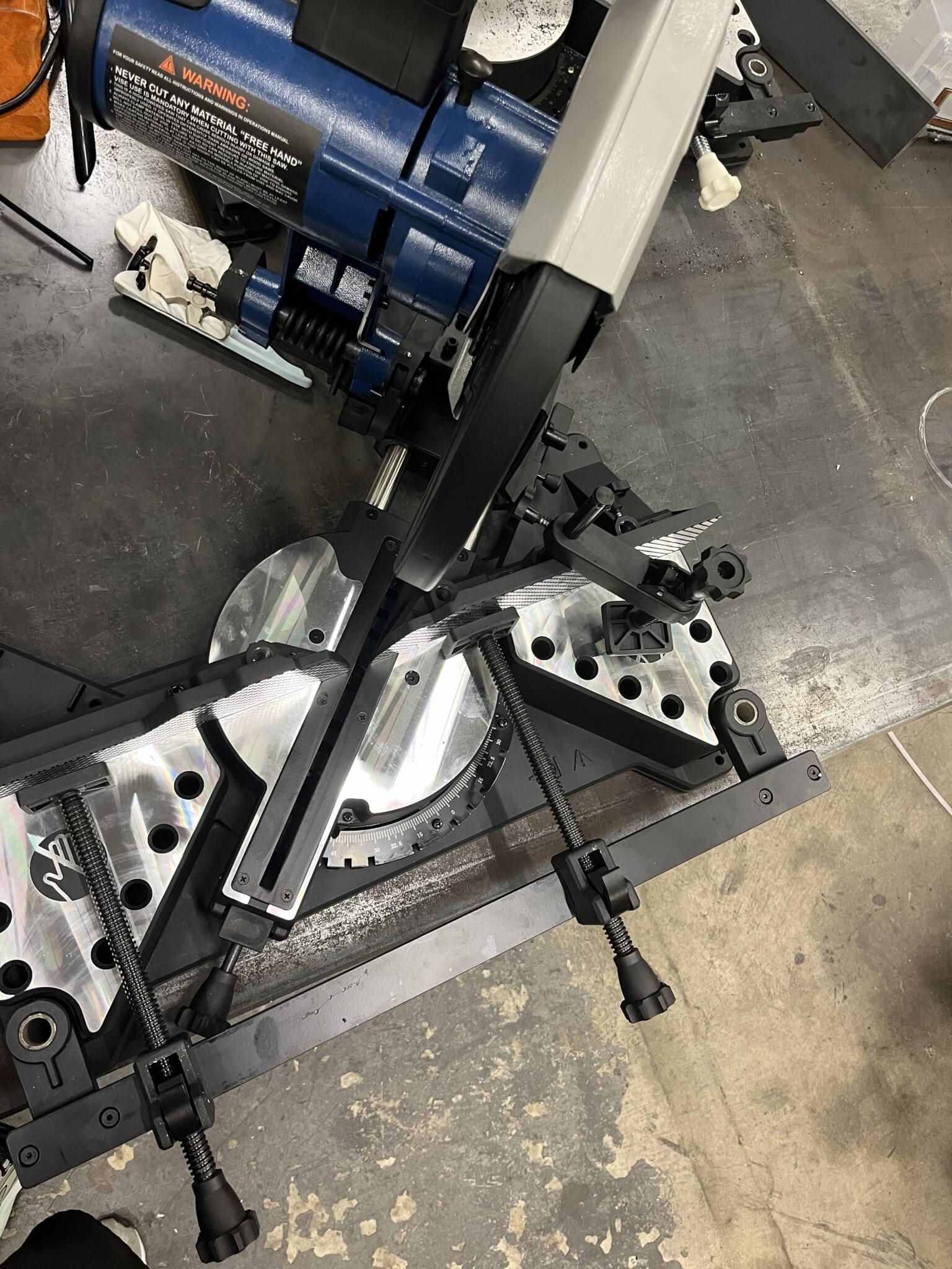 Overhead view of Metal Cutting miter saw